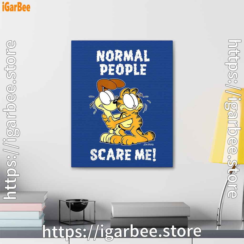 garfield normal people scare me blue canvas garfield normal people scare me blue canvas