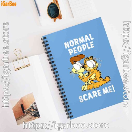 3 garfield normal people scare me blue notebook