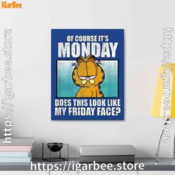 3 garfield of course its monday friday face blue canvas
