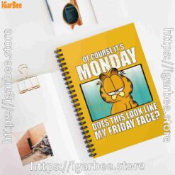 3 garfield of course its monday friday face yellow notebook