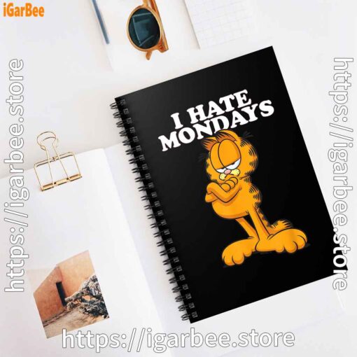 3 hate mondays garfield black notebook