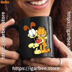 3 ripple junction garfield odie hugging black mug 15oz