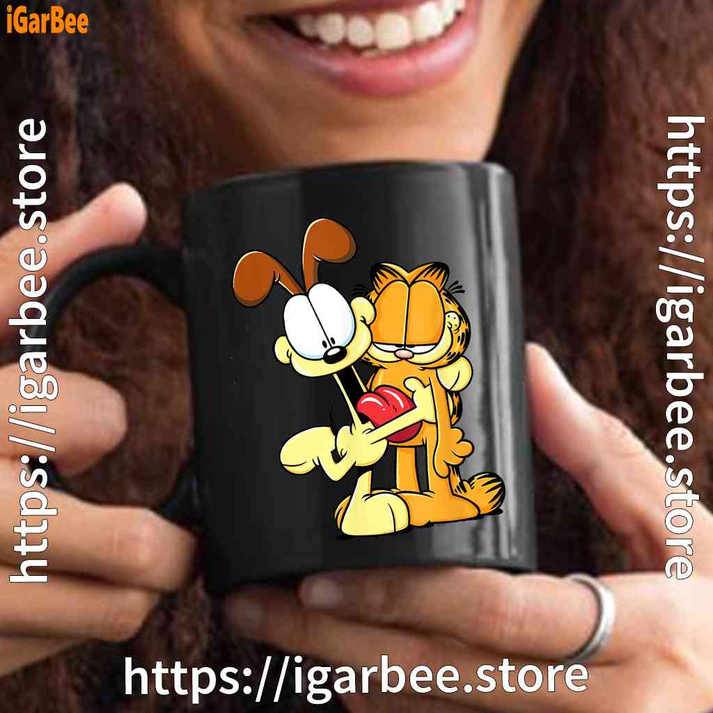 ripple junction garfield odie hugging black mug oz ripple junction garfield odie hugging black mug oz
