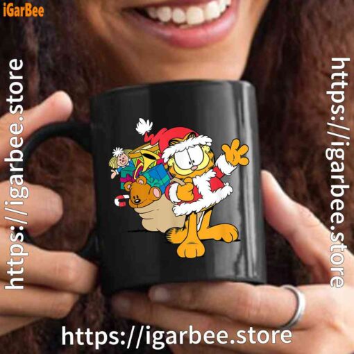 3 ripple junction garfield santa with gifts black mug 15oz