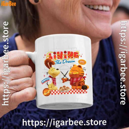 4 garfield movie living dream odie pasta white coffee mug 11oz