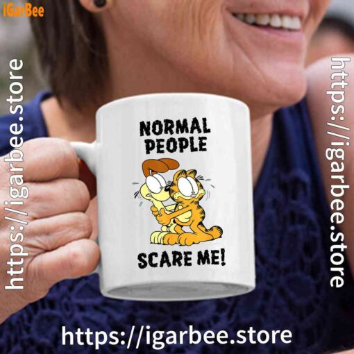 4 garfield normal people scare me white coffee mug 11oz