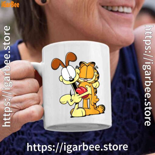 4 ripple junction garfield odie hugging white coffee mug 11oz