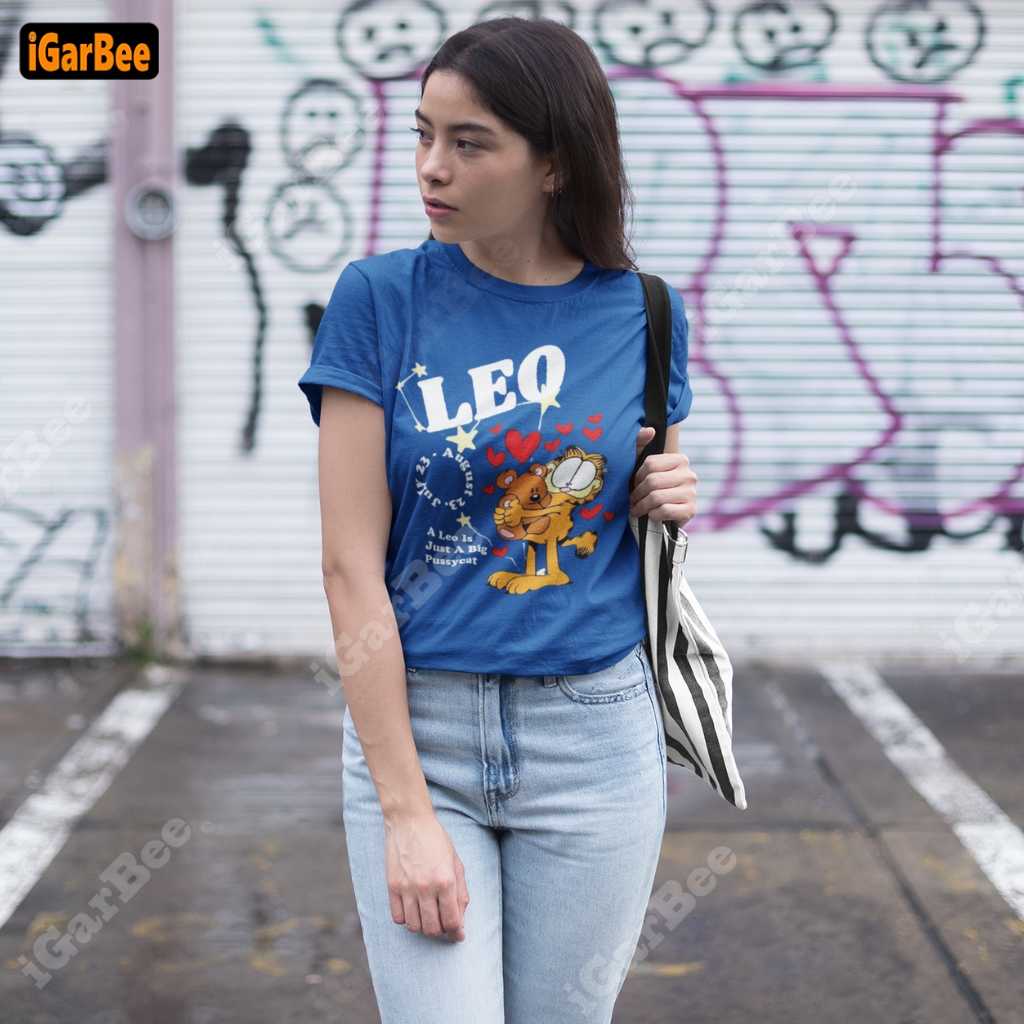 Blue Garfield leo shirt for ladies from iGarBee Garfield ladies t shirt