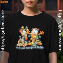 christmas garfield bright holidays kids girl black t shirt
