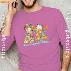 christmas garfield bright holidays male with pink long sleeve