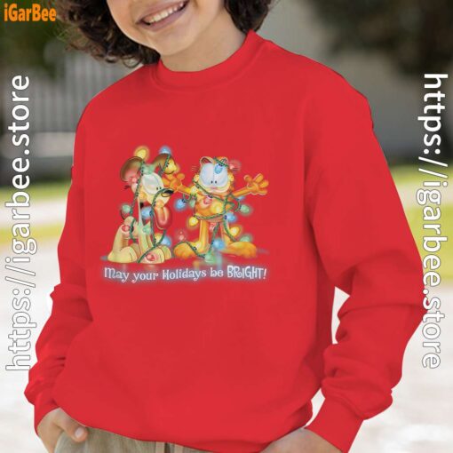 christmas garfield bright holidays red boy sweatshirt