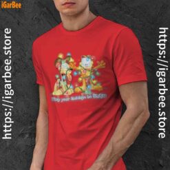 christmas garfield bright holidays red men shirt