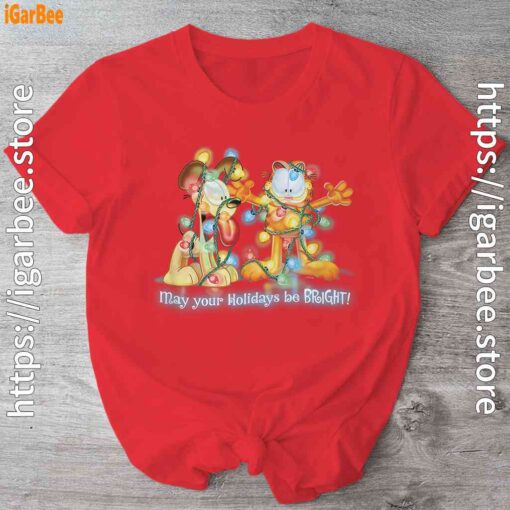 christmas garfield bright holidays red shirt
