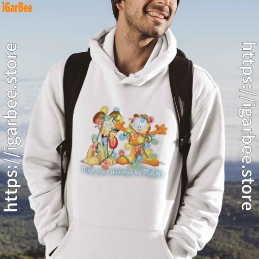 christmas garfield bright holidays white men hoodie
