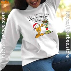 christmas garfield holiday cheer odie female white women hoodie