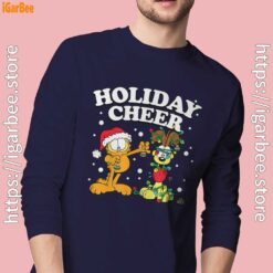 christmas garfield holiday cheer odie men navy long sleeve
