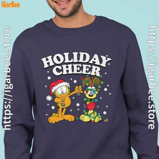 christmas garfield holiday cheer odie navy sweatshirts for men
