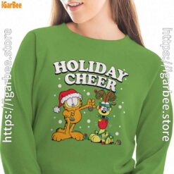 christmas garfield holiday cheer odie women with green sweatshirt
