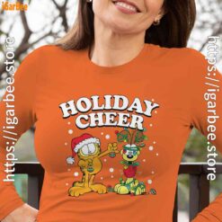 christmas garfield holiday cheer odie women's long sleeve orange for female