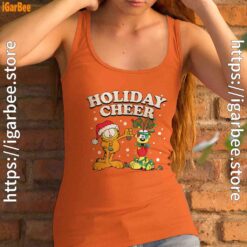 christmas garfield holiday cheer odie women's orange tank top