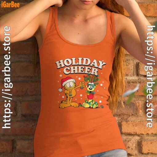 christmas garfield holiday cheer odie women's orange tank top