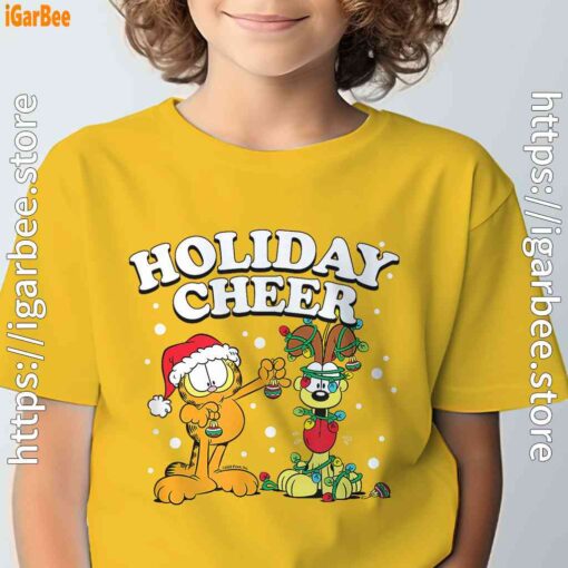 christmas garfield holiday cheer odie yellow t shirt for kid boy