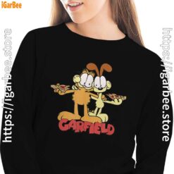 garfield and odie eat pizza together black women sweatshirts