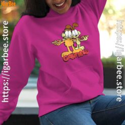 garfield and odie eat pizza together pink women hoodie female