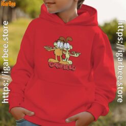 garfield and odie eat pizza together red hoodie kids