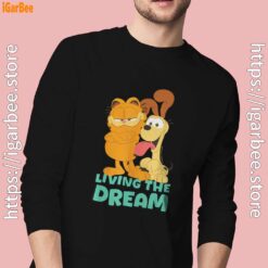 garfield and odie living the dream black men long sleeve