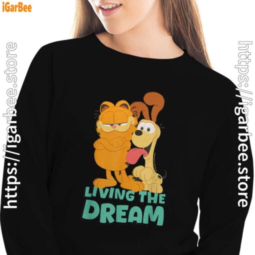garfield and odie living the dream black women sweatshirts