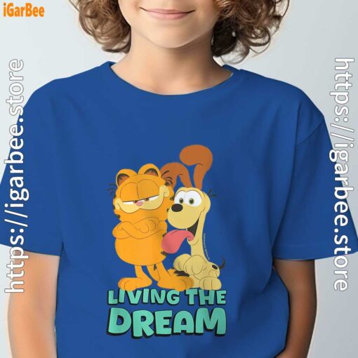 garfield and odie living the dream blue t shirt for youth boy