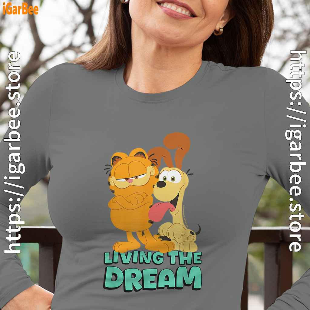 garfield and odie living the dream gray women long sleeve garfield and odie living the dream gray women long sleeve