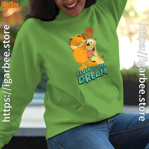 garfield and odie living the dream green women hoodie
