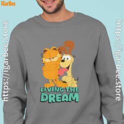 garfield and odie living the dream men gray sweatshirts