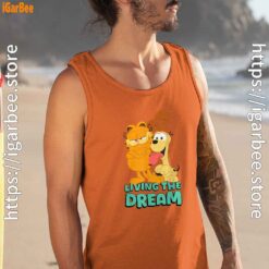 garfield and odie living the dream orange men tank top