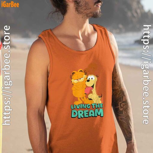 garfield and odie living the dream orange men tank top