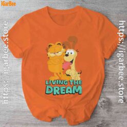 garfield and odie living the dream orange shirt