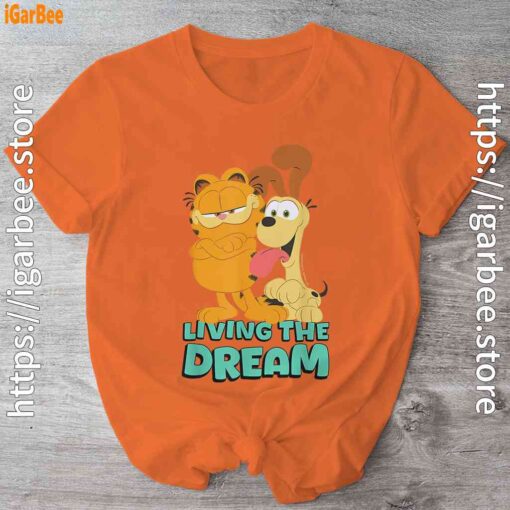 garfield and odie living the dream orange shirt