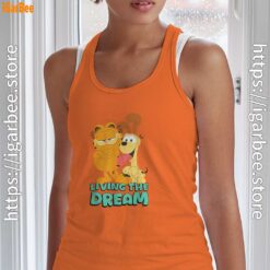 garfield and odie living the dream orange tank top with women