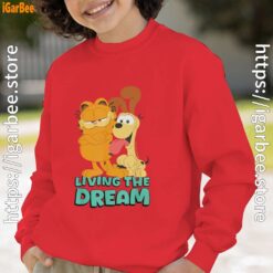garfield and odie living the dream red boy sweatshirt