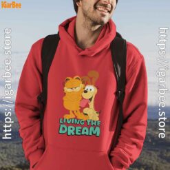 garfield and odie living the dream red men hoodie
