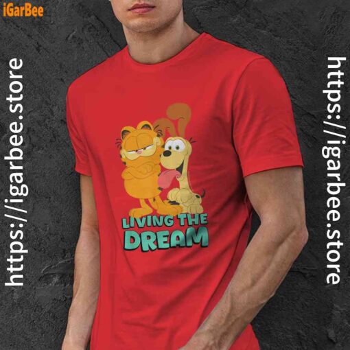garfield and odie living the dream red men shirt