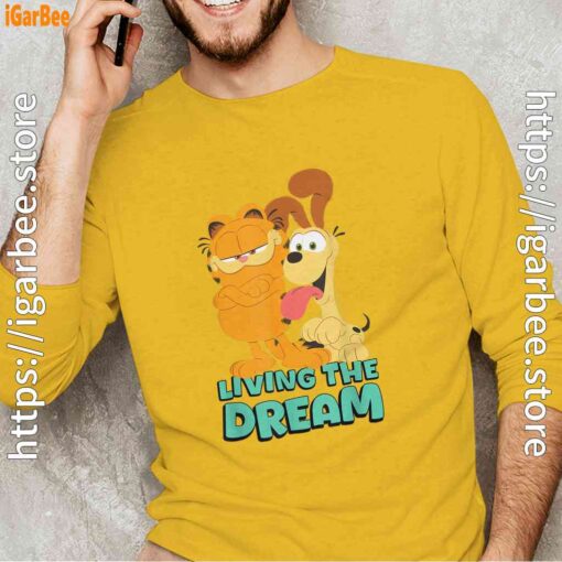 garfield and odie living the dream yellow long sleeve man