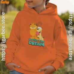 garfield and odie living the dream youth boy orange hoodie