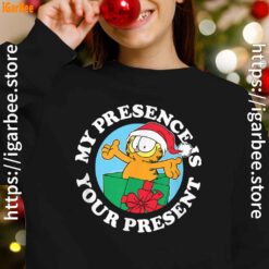 garfield christmas my presence is your present black girl sweatshirts