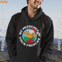 garfield christmas my presence is your present black men hoodie for male