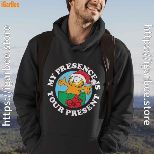 garfield christmas my presence is your present black men hoodie for male