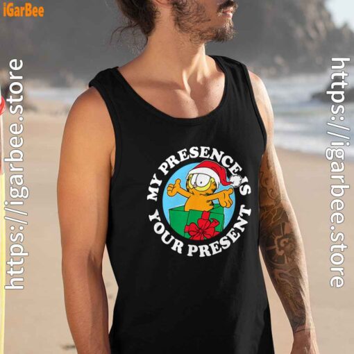garfield christmas my presence is your present black men tank top