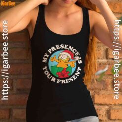 garfield christmas my presence is your present female tank top black women